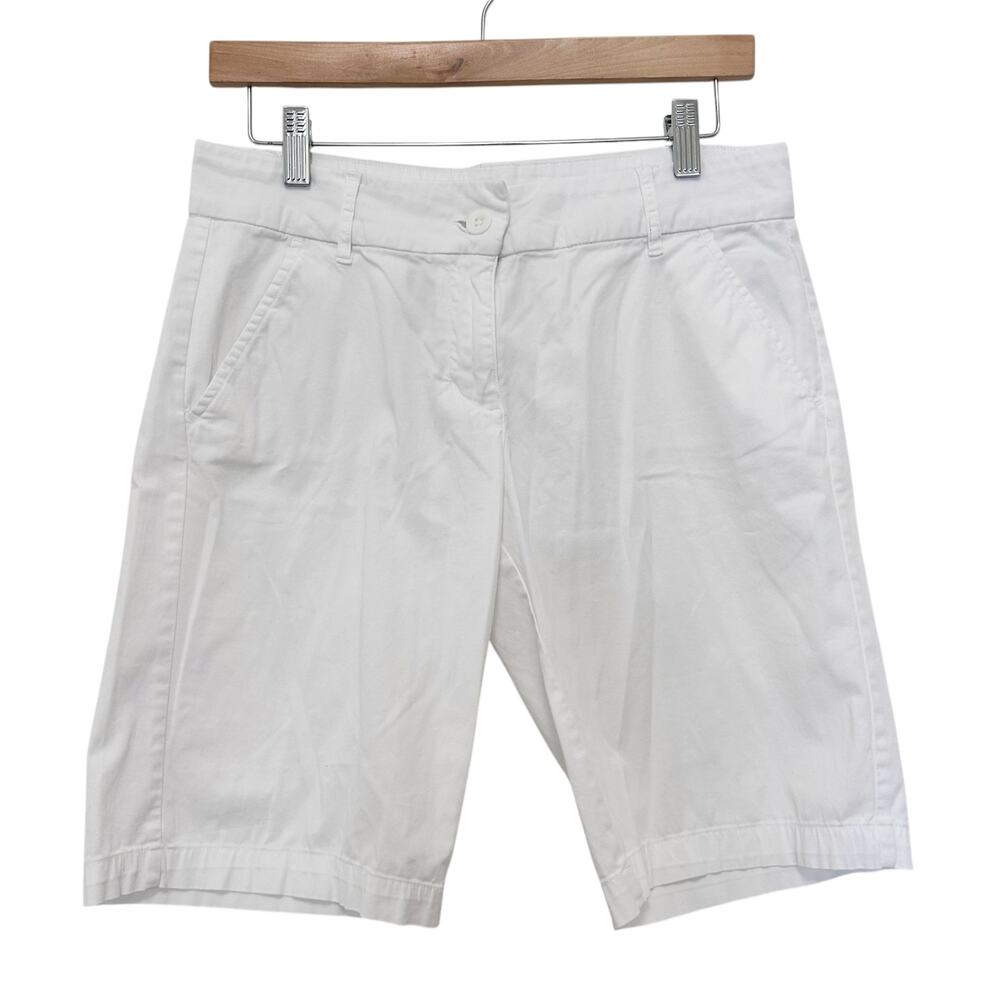 Per Se White Bermuda Flat Front Shorts Sz 4